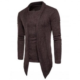 SHAWL COLLAR FAUX TWINSET PANEL ASYMMETRIC KNITTED CARDIGAN (COFFEE)