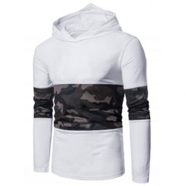 HOODED MESH CAMOUFLAGE PANEL T-SHIRT (WHITE)
