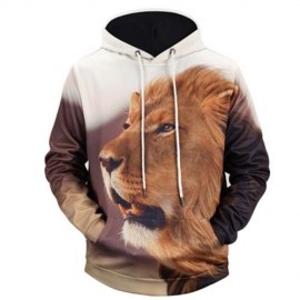 LION 3D PRINT KANGAROO POCKET HOODIE (COLORMIX)