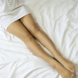 Sexy High Waist Tight Rhinestone Fishnet Stockings for Women (SKIN COLOR)