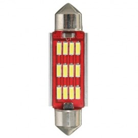 WHITE FESTOON CANBUS ERROR FREE INTERIOR LIGHT BULB 36 39 42MM 12SMD 4014 LED (RED AND SIL