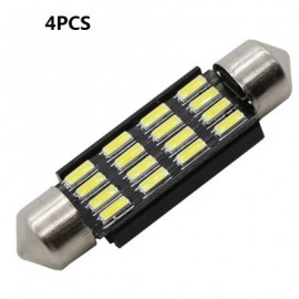 4PCS 41mm White 4014 Festoon 16 LED Interior Map Dome Canbus Error Free Light 874 (WHITE)