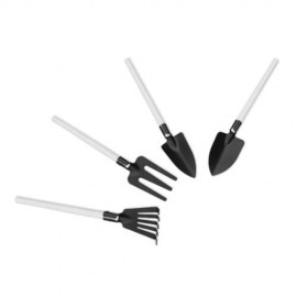 LS - 107 4PCS / KIT MINI GARDENING TOOL FORK SHOVEL RAKE SPADE (BLACK)
