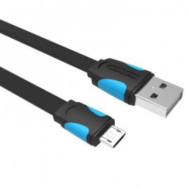 Flat USB2.0 A Male to Micro B Male Cable (BLACK)