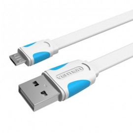 Flat USB2.0 A Male to Micro B Male Cable (WHITE)