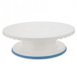 Plastic Round Cake Turntable Rotating Stand (WHITE)