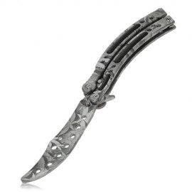 FOLDING PRACTICE BUTTERFLY UNSHARPENED FLAIL KNIFE (GRAY)