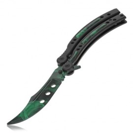 FOLDING PRACTICE BUTTERFLY UNSHARPENED FLAIL KNIFE (GREEN)