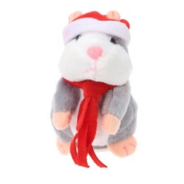 CHRISTMAS STYLE CUTE TALKING HAMSTER PLUSH TOY SOUND RECORD (GRAY)