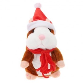 CHRISTMAS STYLE CUTE TALKING HAMSTER PLUSH TOY SOUND RECORD (LIGHT BROWN)