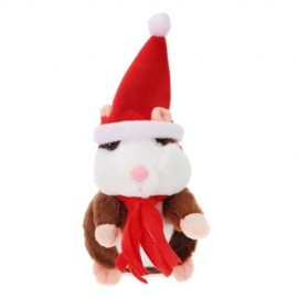 CHRISTMAS STYLE CUTE TALKING HAMSTER PLUSH TOY SOUND RECORD (DEEP BROWN)