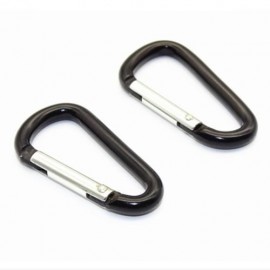 OUTDOORS ALUMINIUM ALLOY MULTI-FUNCTION TYPE D BUCKLE 2PCS (BLACK)