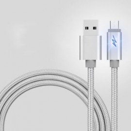 Cable for Micro V8 USB 2.0 Led Breath Light Nylon Braided Charging Data Charger (SILVER)