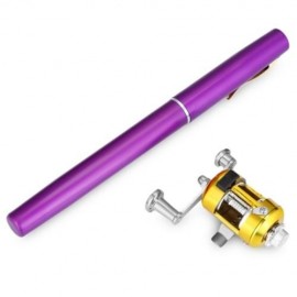 PEN SHAPE PORTABLE FISHING ROD MINI FISH POLE REEL COMBOS (PURPLE)