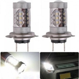 2PCS H7 16LEDS SMD 2828 80W 6500K -7000K LED FOG BULB HEADLIGHT FOR CAR DC12-24V (SILVER)