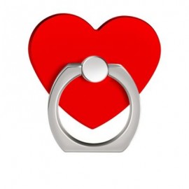 360 Degree Rotating Heart Shape Cell Phone Finger Ring Holder Stand (RED)
