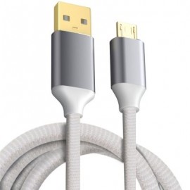 USB 2.0 Micro USB Cable Android Charger 24K Gold Plated Braided 2.4A Fast Sync and Chargin