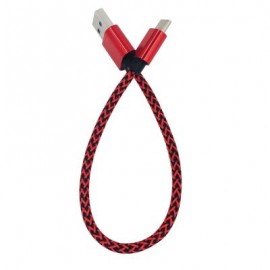 25CM Nylon Braid Type-C USB Cable Output 2.4A Fast Charge Wire (RED)