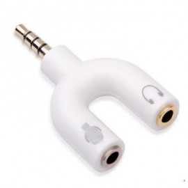 3.5mm Jack to Audio   Mic Adapter Headset Aux Stereo U Splitter Kit (WHITE)