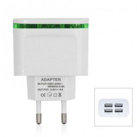 Universal 5V/4A EU Plug 4 USB Ports  Wall Power Supply Adapter Charger (WHITE)