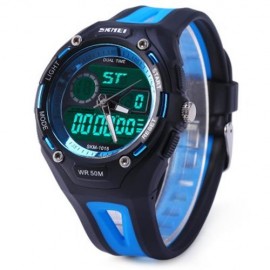 SKMEI 1015 DOUBLE MOVT MILITARY LED WATCH 5ATM WATER RESISTANT DAY DATE ALARM SPORTS WRIST
