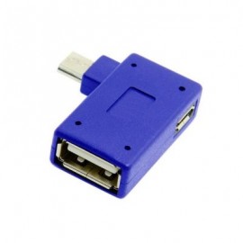 Cwxuan 90 Degrees Right Angled Micro USB to USB OTG Adapter and Power Port (BLUE)