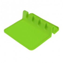 Kitchen Silicone Soup Spoon Pad Spatula Storage Rack (GREEN)