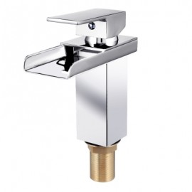 Single Handle Bathroom Waterfall Faucet Spout Sink Mixer Tap (SILVER)