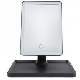 Rotation Intelligent LED Light Makeup Mirror with Rectangular Stand (BLACK)