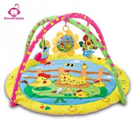 Karchibate Cute Cats Baby Soft Play Mat Crawling Blanket with Musical Rattles (ORANGE)