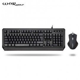 Warwolf KM - 722 Wired Keyboard Mouse Suit 104 Keys (BLACK)