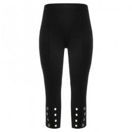 Plus Size Grommet Embellished Pants (BLACK)