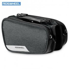 ROSWHEEL 121461 Bicycle Top Tube Pannier Bike Frame Bag with Phone Mount Holder (GRAY)