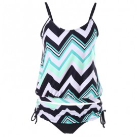 Zig Zag Spaghetti Strap Tankini Set (MULTI-A)