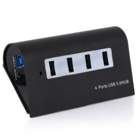 ALUMINUM ALLOY CASING 4 PORTS USB3.0 HUB FOR MOIBLE PHONE TABLET PC COMPUTER (BLACK)