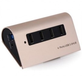 ALUMINUM ALLOY CASING 4 PORTS USB3.0 HUB FOR MOIBLE PHONE TABLET PC COMPUTER (GOLDEN)