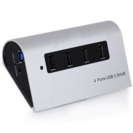 ALUMINUM ALLOY CASING 4 PORTS USB3.0 HUB FOR MOIBLE PHONE TABLET PC COMPUTER (SILVER)