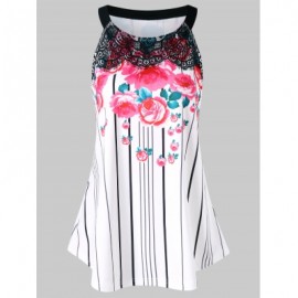 LACE INSERT FLORAL TANK TOP (WHITE)