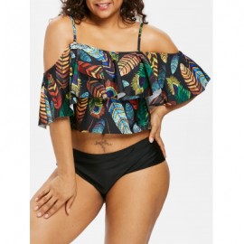 Feather Cami Plus Size Tankini Set (BLACK)