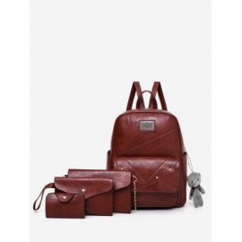 4 Pieces Multi Function Travel Backpack Set (BROWN)