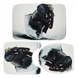 Toilet Seat Pad Cover Floor Cushion Set Soft Polyester (GRAY)