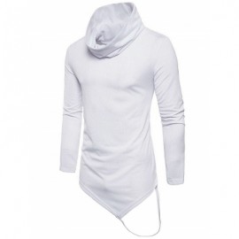 Pile Heap Collar Irregular Hem Solid Color Long Sleeve T-shirt (WHITE)