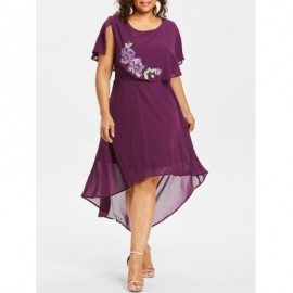 Plus Size High Low Hem Overlay Dress (PURPLE JAM)