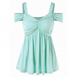 Bare Shoulder Swing T-shirt (PALE BLUE LILY)