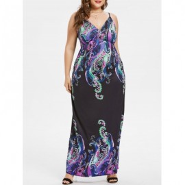 Plus Size Paisley Maxi Dress (BLACK)