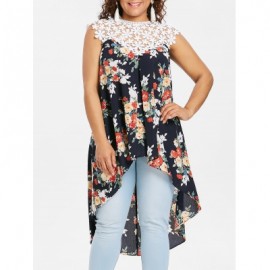Plus Size Floral Flowy Tank Top (CADETBLUE)
