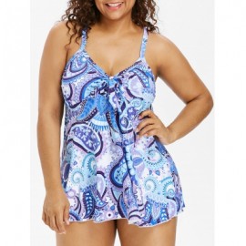 Plus Size Paisley Pattern Empire Waist Tankini Set (MULTI)