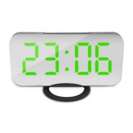 LED Digital Alarm Clock Mirror Snooze Desktop Night Light Four Colors Display (GREEN)