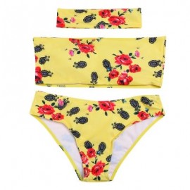 Strapless Padded Floral Print Low Waist Women Bikini Set (YELLOW)