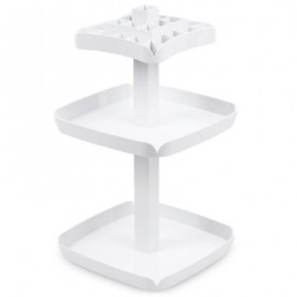 Multifunctional Cosmetics Makeup 3-layer Rotatable Storage Box Holder (WHITE)